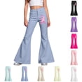 thumbnail image 1 of XINXIAOO Girls School Uniform Pants Wide Flare Leg with Pockets Comfort Back to School Outfits for Girls Girls Boys Size 7-8 Years, 1 of 5