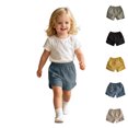 thumbnail image 1 of XINXIAOO Girls Shorts Elastic Waist Lightweight Blue Casual Cotton Shorts for Toddler Girls Kids Summer Clothes 6-9 Months, 1 of 5