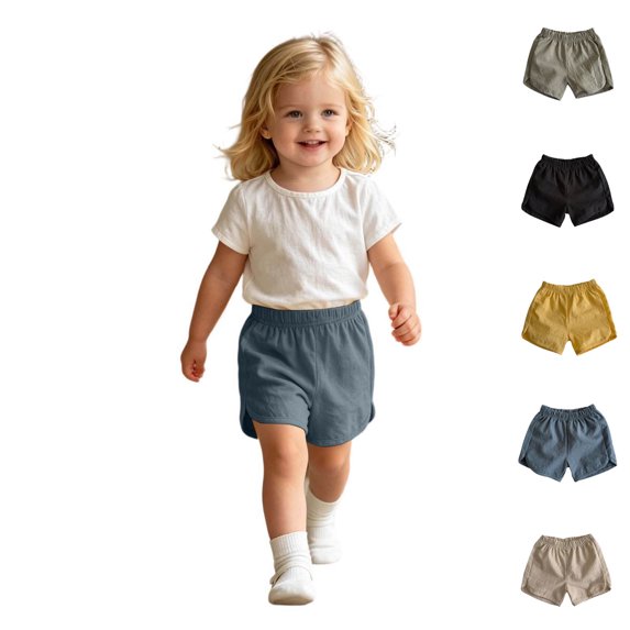 XINXIAOO Girls Shorts Elastic Waist Lightweight Blue Casual Cotton Shorts for Toddler Girls Kids Summer Clothes 6-9 Months