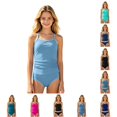 thumbnail image 1 of XINXIAOO Girls Spaghetti Strap Tankini Two Piece Swimsuit Side Drawstring Solid Quick Dry Bathing Suit Summer Swimwear for Kids Girls 15-16 Years, 1 of 6
