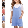 thumbnail image 1 of XINXIAOO Girls Summer Jumpsuits Rompers Spaghetti Strap Romper with Side Pockets Girls Clothes Size 5-6 Years, 1 of 9
