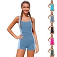 thumbnail image 1 of Bigetiay Girls Swimsuit One Piece Color Block Ruched Athletic Swimwear with UPF 50 Girls Bathing Suit 17-18 Years, 1 of 6