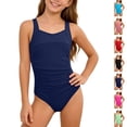 thumbnail image 1 of Bigetiay Girls Swimsuit One Piece Ruch Athletic Swimwear with UPF 50 Girls Bathing Suits 15-16Y, 1 of 5