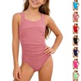 thumbnail image 1 of Bigetiay Girls Swimsuit One Piece Ruch Athletic Swimwear with UPF 50 Girls Bathing Suits 6-7Y, 1 of 6