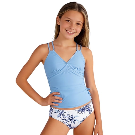 XINXIAOO Girls Swimsuit Two Piece Tropical Print Girls Bikini Swimsuit With Adjustable Straps Swimsuit Girls Girls Bathing Suits 9-10Y