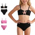 thumbnail image 1 of XINXIAOO Girls Swimsuits 2 Piece Tankini Sets Summer Adjustable Straps Solid Color Cute Swimsuits Summer Beachwear Tankini Sets for Kids Girls Swimsuit 9-10 Years, 1 of 8