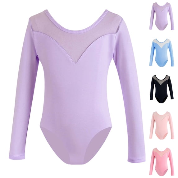 XINXIAOO Gymnastics Leotards for Girls Long Sleeve Ballet Leotard Bodysuit for Summer Performance Practice 13-14 Years
