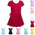 thumbnail image 1 of XINXIAOO Gymnastics Leotards for Girls Short Sleeve Ballet Leotard with Tutu Skirt Kids Dance Outfits 4-5 Years, 1 of 4