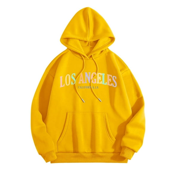 XINXIAOO Hoodies Sweatshirt for Women Long Sleeve Hoodie Women Pullover Oversized Sweatshirt for Women Yellow Crewneck Fall Womens Clothes Cute Womens Clothes