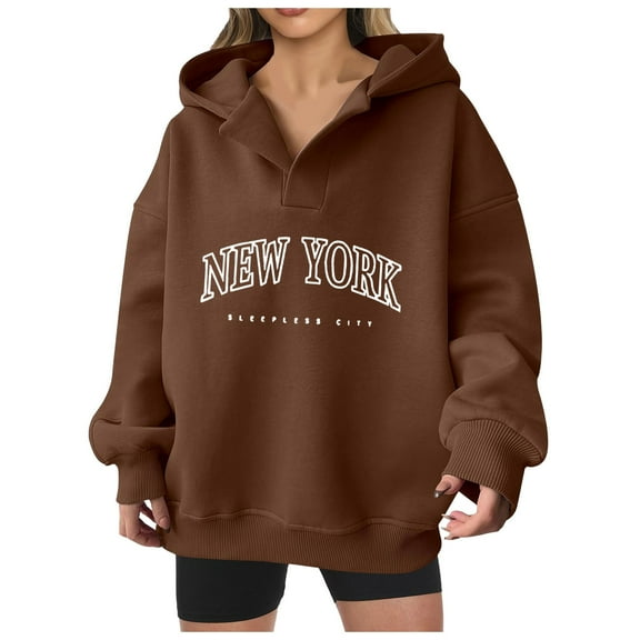 XINXIAOO Hoodies Sweatshirt for Women Long Sleeve Pullover Sweatshirt Unisex Hoodie Brown Hooded Sweatshirt Winter Essentials Young Women's Wear