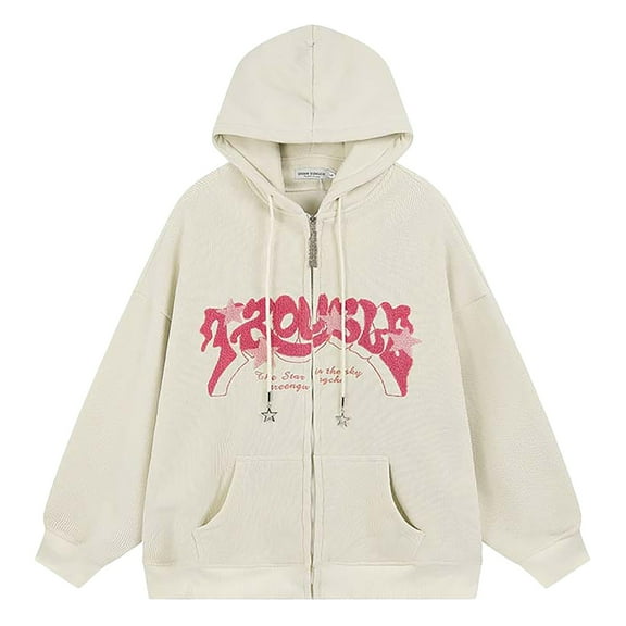 XINXIAOO Hoodies Sweatshirt for Women Long Sleeve Womens Hoodie Zip up Cute Hoodies Beige Sweatshirts Womens Clothes Trendy Fall 2025 College Wear