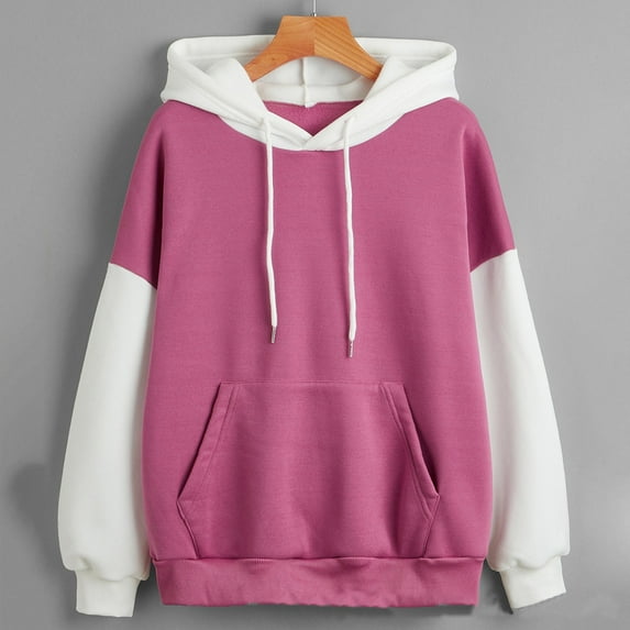 XINXIAOO Hoodies for Women Long Sleeve Hoodie Women's Hoodies Pullover Oversized Hoodies for Women Hot Pink Plain Sweatshirt Fall Hoodies for Women Cute Teen Clothes