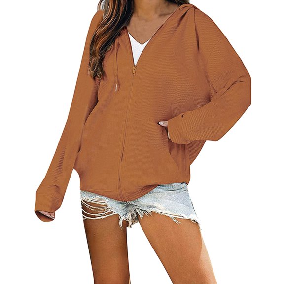 XINXIAOO Hoodies for Women Long Sleeve Zip Hoodies for Women Cute Hoodies Brown Sweatshirt Women Womens Clothes Trendy Fall 2025 Preppy Clothes Teen Girl