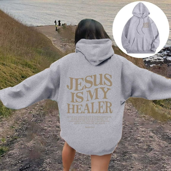 XINXIAOO Hoodies for Women Jesus Loves You Hoodie Letter Print Sweatshirt Oversized Pullover Sweatshirt Womens Fall Clothes Comfy Clothes for Women