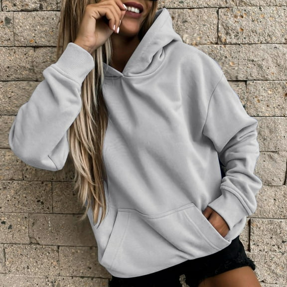 XINXIAOO Hoodies for Women Long Sleeve Hoodie Womens Pullover Sweatshirt Soft Hoodie Grey Crewneck Womens Fall Jackets Workout Wear