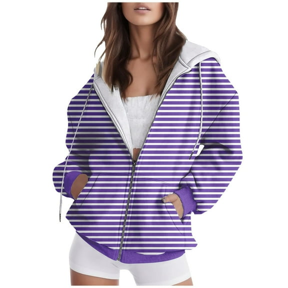 XINXIAOO Hoodies for Women Long Sleeve Hoodie Zip up Women Cute Hoodies Purple Zip Hoodie Fall Fashion for Women Women’S Clothing