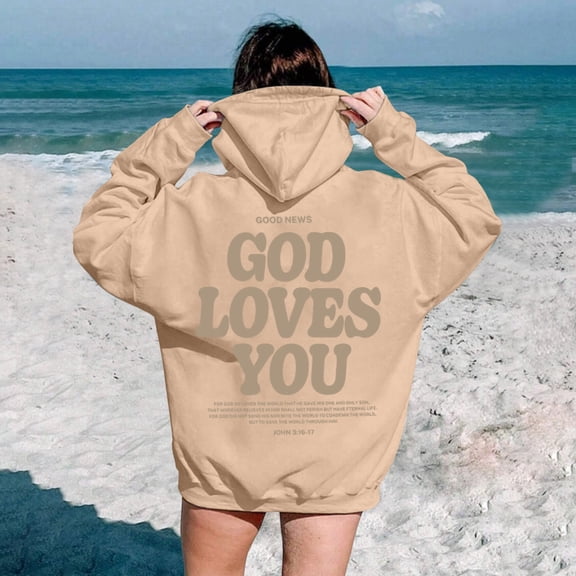 XINXIAOO Hoodies for Women Long Sleeve Pullover Hoodie Oversized Hoodies for Women Khaki Crewneck Winter Tops Daily Wear