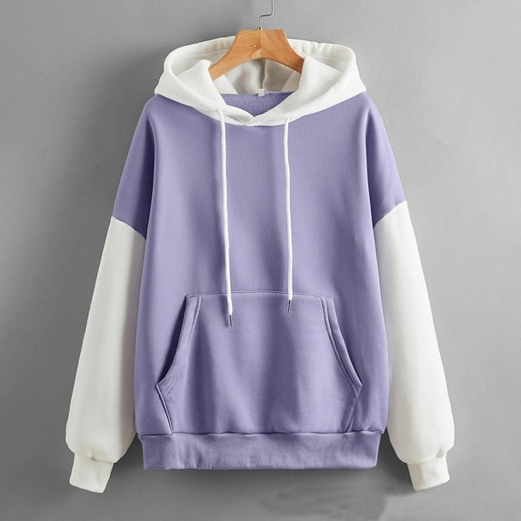XINXIAOO Hoodies for Women Long Sleeve Pullover Sweatshirts Cozy Sweatshirts for Women Purple Plain Sweatshirt Womens Fall Fashion Women’S Clothes