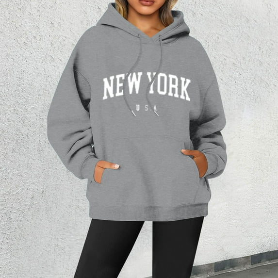 XINXIAOO Hoodies for Women Long Sleeve Womens Pullover Sweatshirt Cozy Sweatshirts for Women Grey Hoodie Fall Fashion for Women Fashion