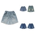 thumbnail image 1 of XINXIAOO Jean Shorts Kids Denim Shorts Girls High Waisted Pull On Jorts with Pockets Summer Casual Straight Leg Clothes 10-11 Years, 1 of 9