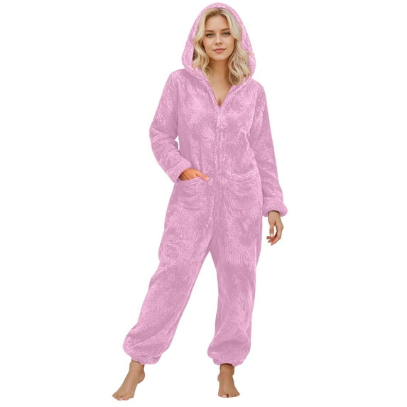 XINXIAOO Jumpsuits For Women Fuzzy Hoodie Pajamas Jumpsuit Long Sleeve Romper Pajamas Warm Winter Pajamas Tube Top Romper Jumpsuits for Women Jumpsuits for Women Evening Party Womens Jumpsuit Long