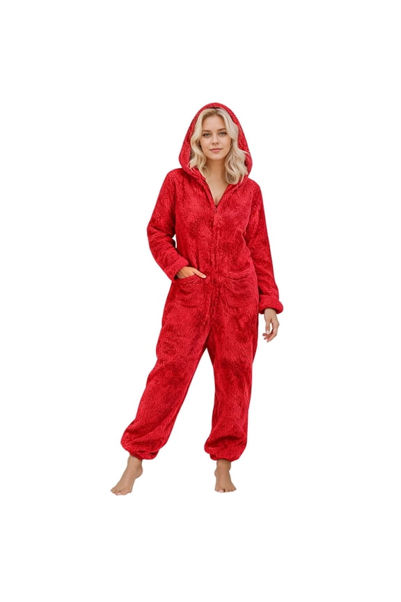 Jumpsuits For Women Fuzzy Hoodie Pajamas Jumpsuit Long Sleeve Romper Pajamas Warm Winter Pajamas Tube Top Romper Jumpsuits for Women Jumpsuits for Women Evening Party Womens Jumpsuit Long