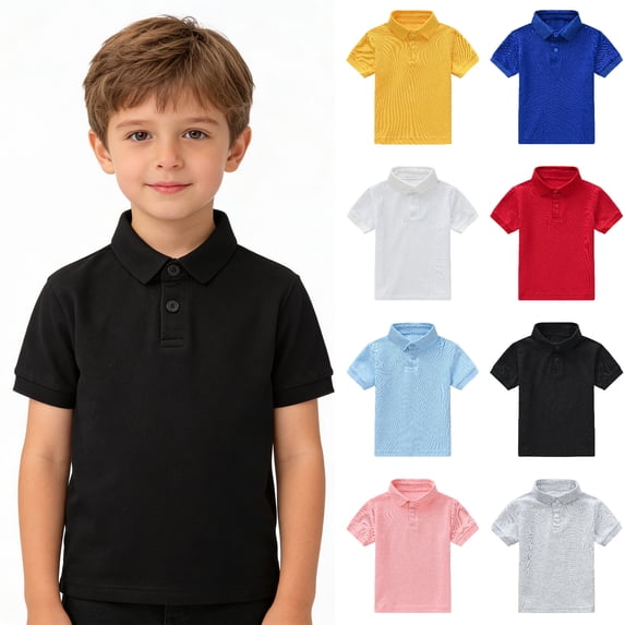 XINXIAOO Kid Boys Girls Short Sleeve Polo Shirts Classic Collared Neck Kids School Uniform Shirt Girl Boy Shirts Size 4-5 Years