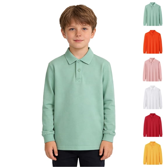 XINXIAOO Kid Girls Boys Long Sleeve Polo Shirts Classic Collared Neck Lightweight Summer Shirt Size 5-6 Years Girls Boys Clothes