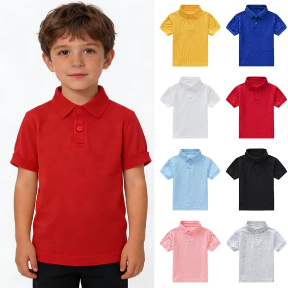 XINXIAOO Kid Girls Boys Short Sleeve Polo Shirts Casual Collared Neck School Uniform Shirts Girls Boys Size 6-7 Years Shirts