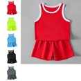 thumbnail image 1 of XINXIAOO Kids Boy's Basketball 2 Piece Set Red Quick Dry Athletic Mesh Tank Top and Shorts Sportswear Outfit for 5-6 Years, 1 of 5