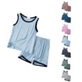 thumbnail image 1 of XINXIAOO Kids Boys Athletic Shorts Set Quick Dry Athletic Tank Top and Basketball Shorts Outfits Cute Blue Summer Clothes Size 8-9 Years, 1 of 5