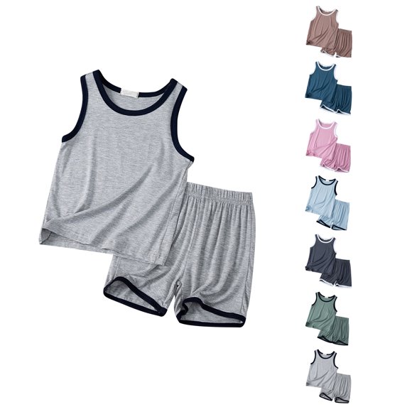 XINXIAOO Kids Boys Athletic Shorts Set Quick Dry Athletic Tank Top and Basketball Shorts Outfits Cute Grey Summer Clothes Size 4T