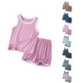 thumbnail image 1 of XINXIAOO Kids Boys Athletic Shorts Set Quick Dry Athletic Tank Top and Basketball Shorts Outfits Cute Pink Summer Clothes Size 6-7 Years, 1 of 5