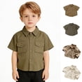 thumbnail image 1 of XINXIAOO Kids Boys' Button Down Shirts Boys Army Green Dress Shirt Boys Formal Outfit Uniforms for Boys 5-6 Years, 1 of 5