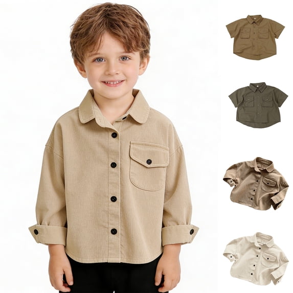 XINXIAOO Kids Boys' Button Down Shirts Boys Coffee Button Down Shirt Boys Formal Outfit Kids Uniform Shirts 3-4 Years