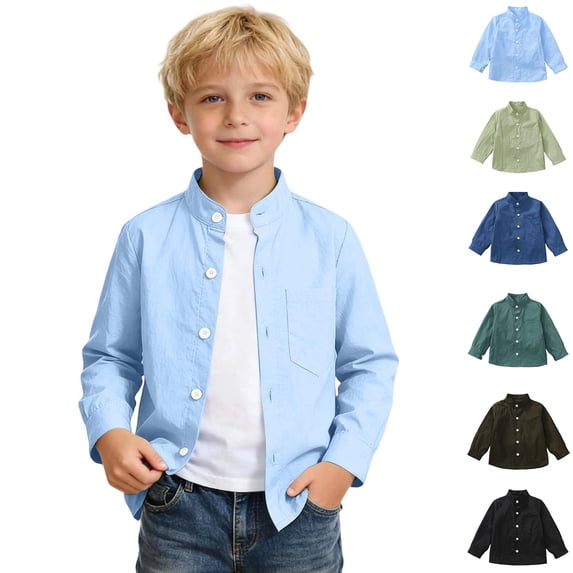 XINXIAOO Kids Boys Button Down Shirts Girls Sky Blue Button Down Shirt Boys Formal Shirt Girls Uniform Shirts 6-7 Years