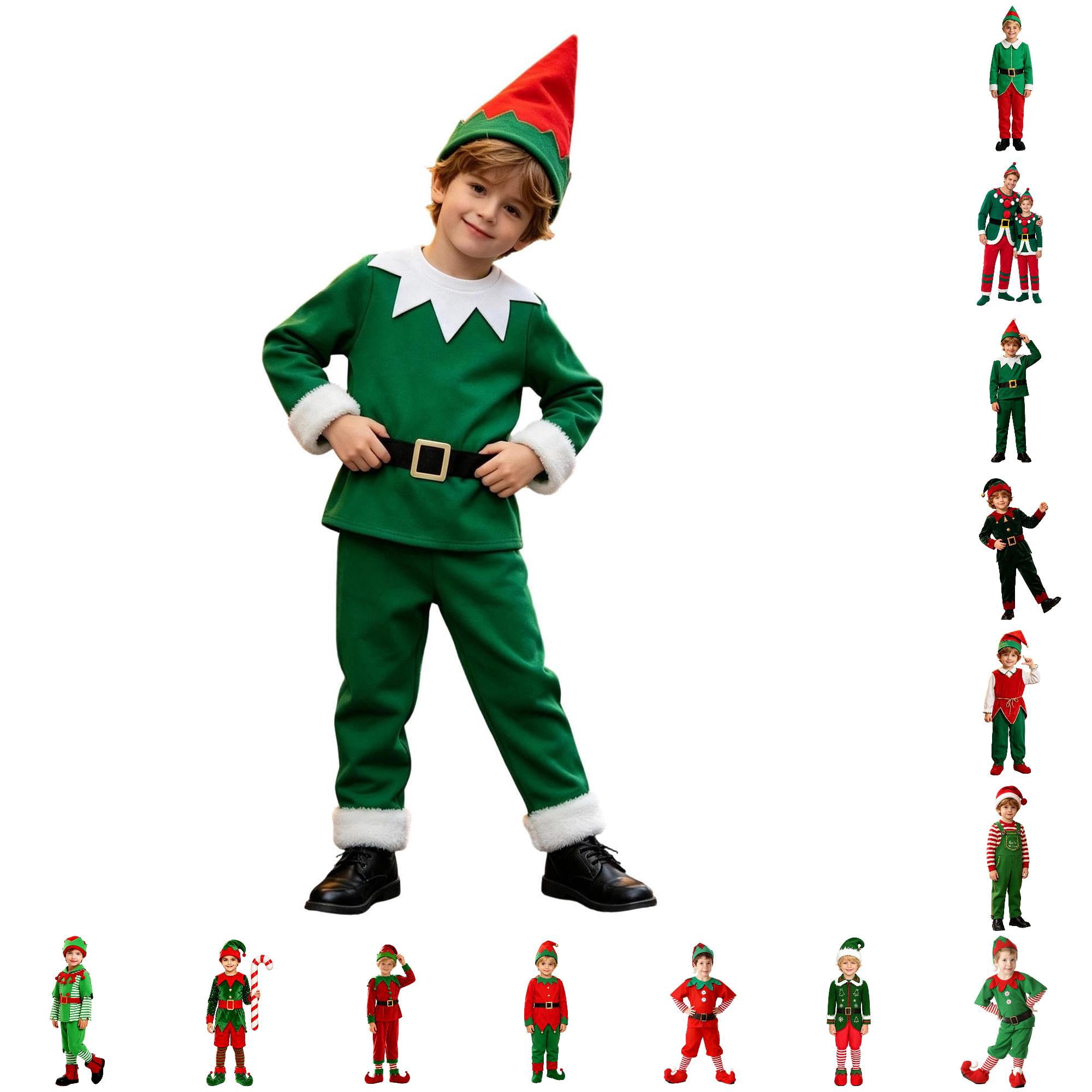 Santa Elf Project XINXIAOO Kids Boys Christmas Elf Outfit Long Sleeve Green Elf Top and ...