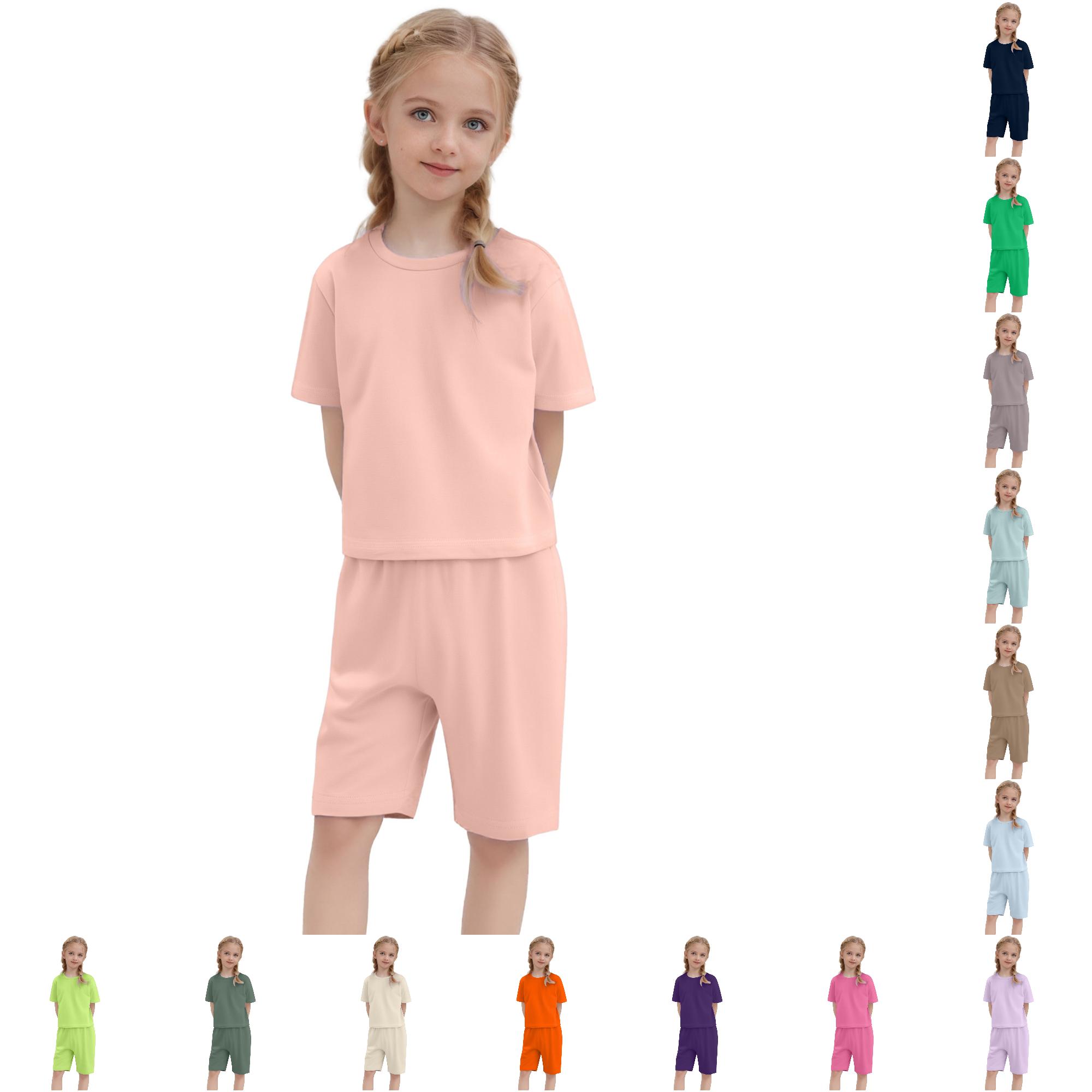 XINXIAOO Kids Boys Girls 2 Piece Outfits Short Sleeve T-Shirt and Shorts Summer 6-7 Years Boys Girls Clothes