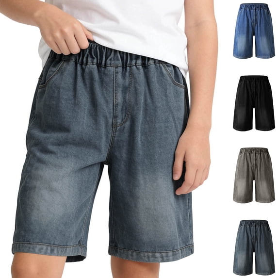 XINXIAOO Kids Boys Jeans Shorts Casual Elastic Waist Summer Trousers Short 5-6 Years Clothes