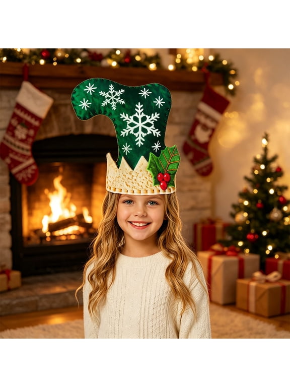 Kids Christmas Hat for Boys Girls Funny Christmas Sock Design Xmas Party Holiday Christmas Accessories