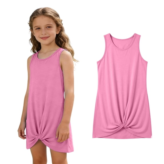 XINXIAOO Kids Girl Swimsuit Cover up Breathable Sleeveless Cover up Dress Bikini Cover Up 11-12 Years