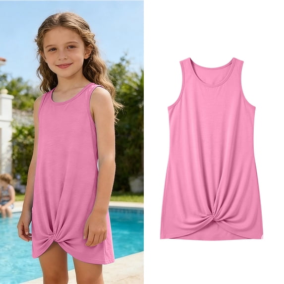 XINXIAOO Kids Girl Swimsuit Cover up Fashion Breathable Sleeveless Ruffle Cover up Dress Coverup Bathing Suit 5-6 Years