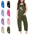 thumbnail image 1 of XINXIAOO Kids Girl's Rompers Sleeveless Jumpsuits Loose Long Pants with Pockets Girls Clothes Size 5-6 Years, 1 of 6