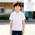 thumbnail image 1 of XINXIAOO Kids Girls Boys Polo Shirt Short Sleeve School Uniform White Active Performance Shirt Button Closure Comfortable Summer Casual 9-10 Years, 1 of 7