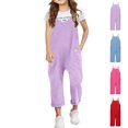 thumbnail image 1 of XINXIAOO Kids Girls Boys Sleeveless Overall Rompers Loose Leg Long Summer Outfits with Pockets Girls 6-7 Years Clothes, 1 of 4