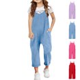 thumbnail image 1 of XINXIAOO Kids Girls Boys Summer Sleeveless Rompers Soft Romper Long Pants with Pockets Girls Outfits size 6-7 Years, 1 of 4