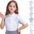 thumbnail image 1 of XINXIAOO Kids Girls' Button Down Shirts White Button Down Girls Formal Shirt Girls School Uniform Shirts 5-6 Years, 1 of 4