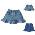 thumbnail image 1 of XINXIAOO Kids Girls' Elastic Denim Skirt Casual A-Line Hem Elastic Waist Jean Skirts Girls Skirt Size 9-10 Years, 1 of 3