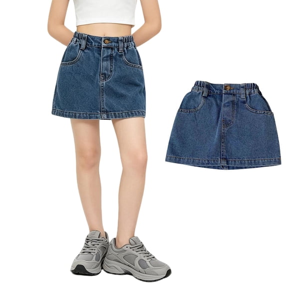 XINXIAOO Kids Girls' Elastic Denim Skirt Casual Medium Stretch Regular-Fit Denim Skirt Girls Skirts Size 3-4 Years
