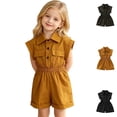 thumbnail image 1 of XINXIAOO Kids Girls' Sleeveless Jumpsuits Casual Loose Fit with Pockets Solid Jumpsuit Shorts Summer Clothes for Girls 4-5 Years, 1 of 9